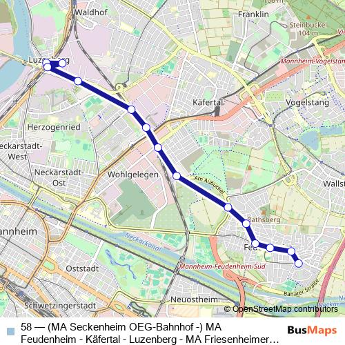 58 bus Line Map