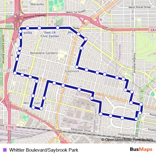 Whittier Boulevard/Saybrook Park bus Line Map