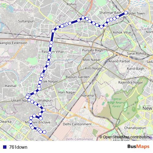761down bus Line Map