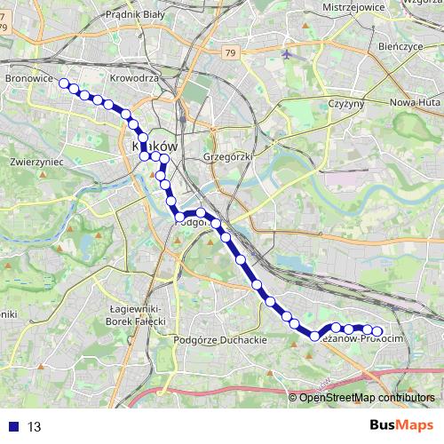 13 tram Line Map