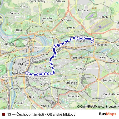 13 tram Line Map