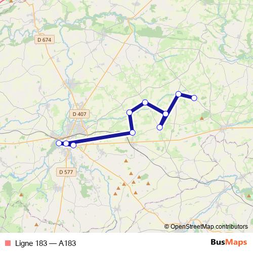 Ligne 183 bus Line Map
