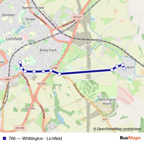 766 bus Line Map
