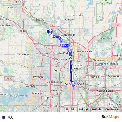 766 bus Line Map