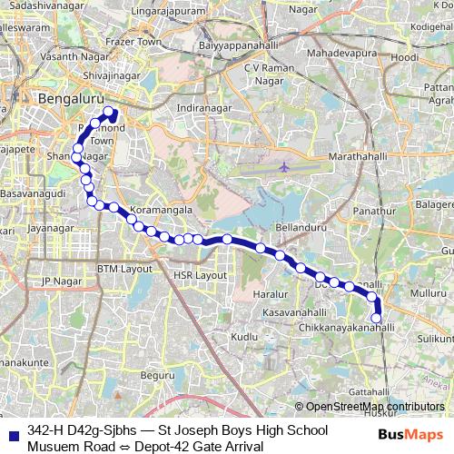 342-H D42g-Sjbhs bus Line Map