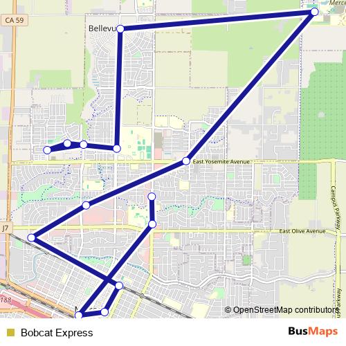 Bobcat Express bus Line Map