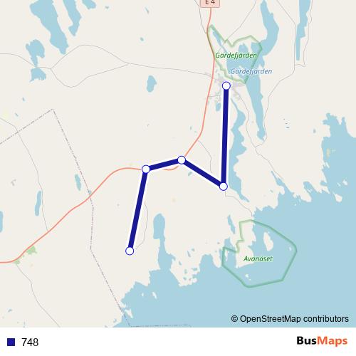 748 bus Line Map