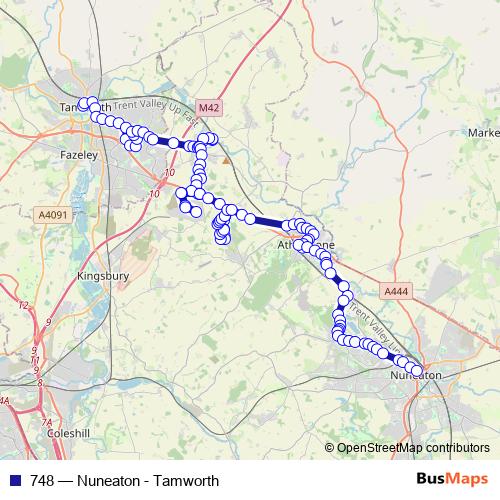 748 bus Line Map