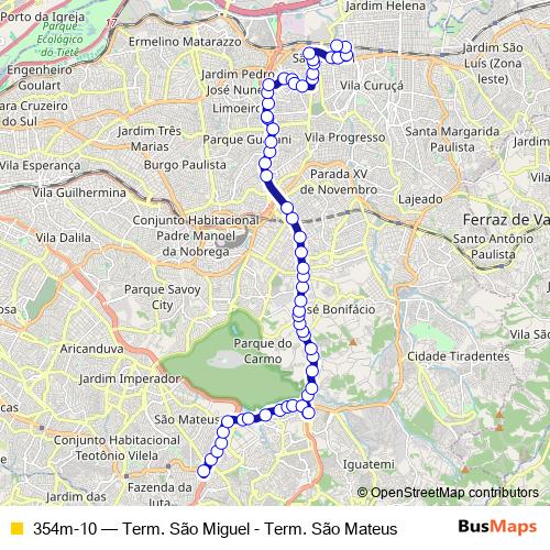354m-10 bus Line Map