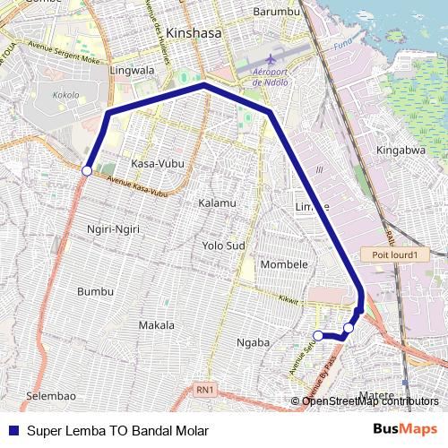 Super Lemba TO Bandal Molar bus Line Map