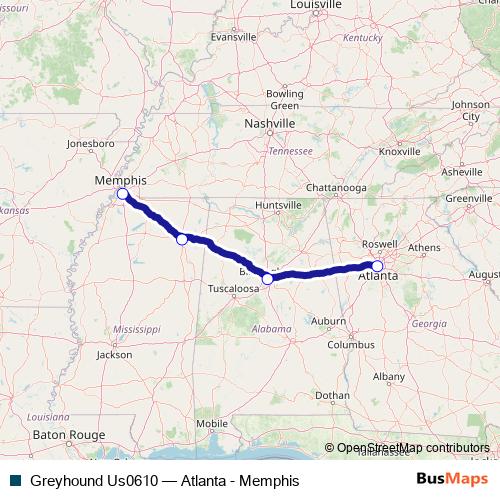 Greyhound Us0610 bus Line Map