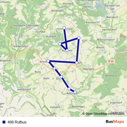 488 Rufbus bus Line Map