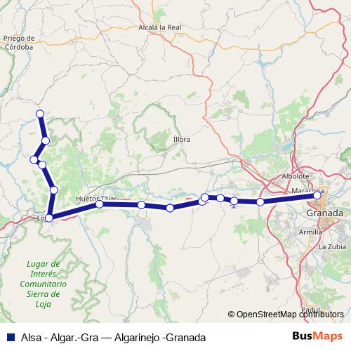 Alsa - Algar.-Gra bus Line Map