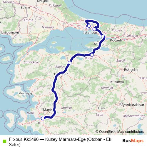Flixbus Kk3496 bus Line Map