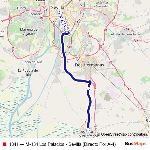 1341 bus Line Map