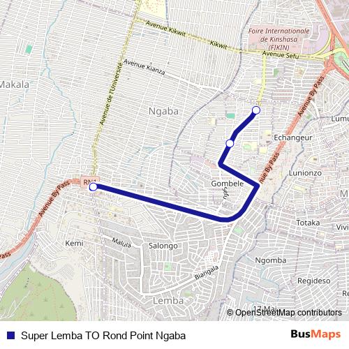 Super Lemba TO Rond Point Ngaba bus Line Map