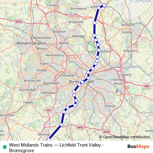 West Midlands Trains rail Line Map