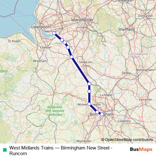 West Midlands Trains rail Line Map