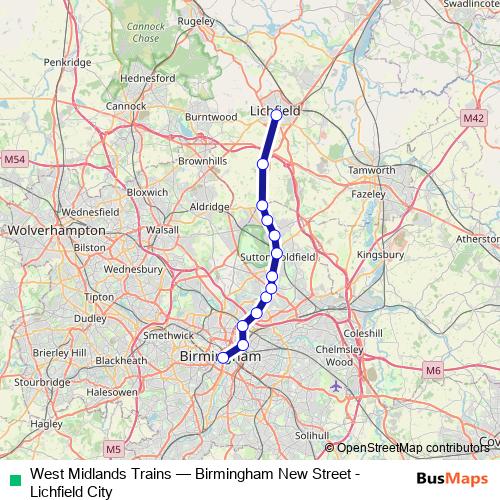 West Midlands Trains rail Line Map
