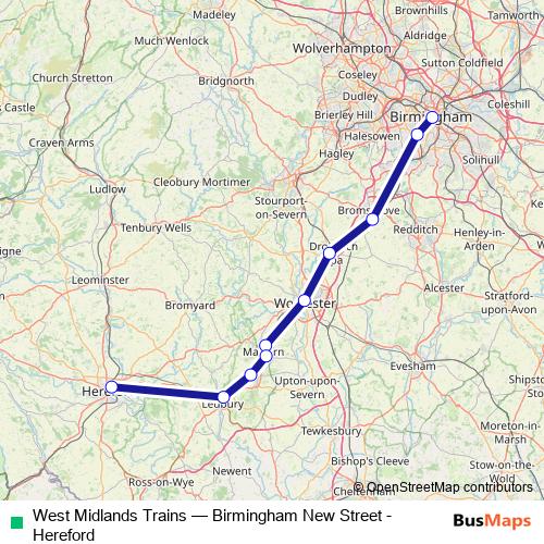 West Midlands Trains rail Line Map