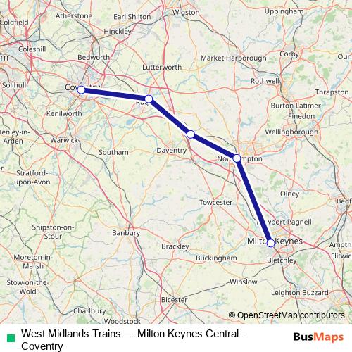 West Midlands Trains rail Line Map