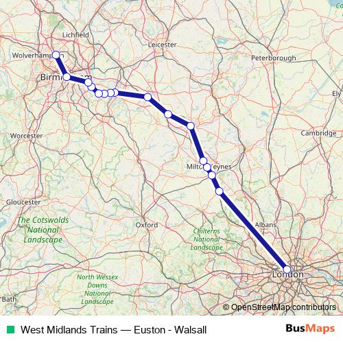 West Midlands Trains rail Line Map