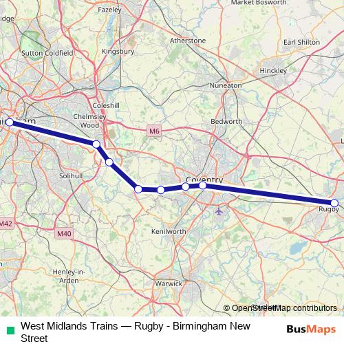 West Midlands Trains rail Line Map