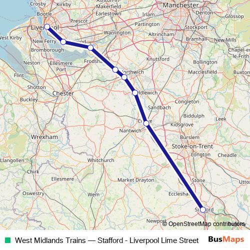 West Midlands Trains rail Line Map