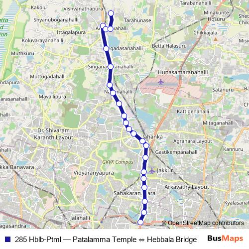 285 Hblb-Ptml bus Line Map