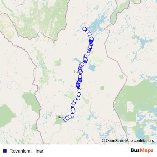 Rovaniemi - Inari bus Line Map