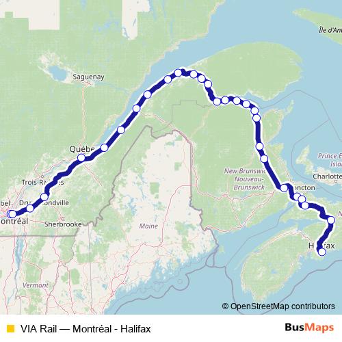 VIA Rail rail Line Map