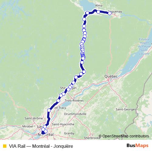 VIA Rail rail Line Map