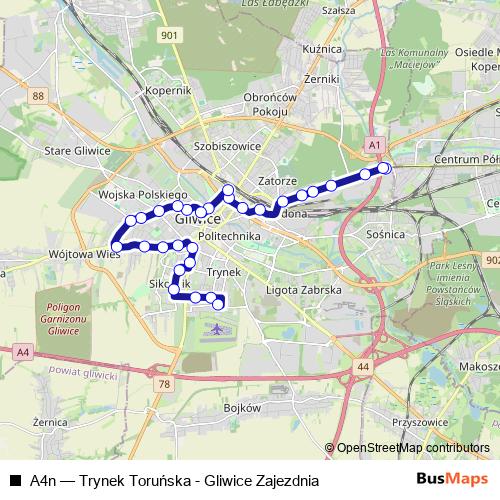 A4n bus Line Map