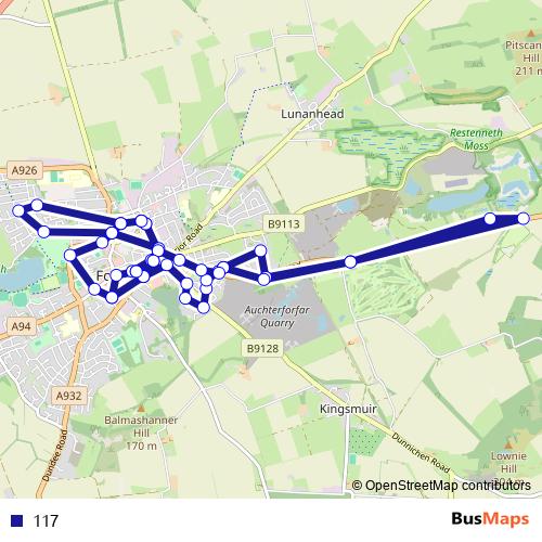 117 bus Line Map