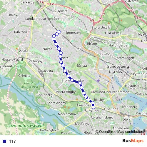 117 bus Line Map