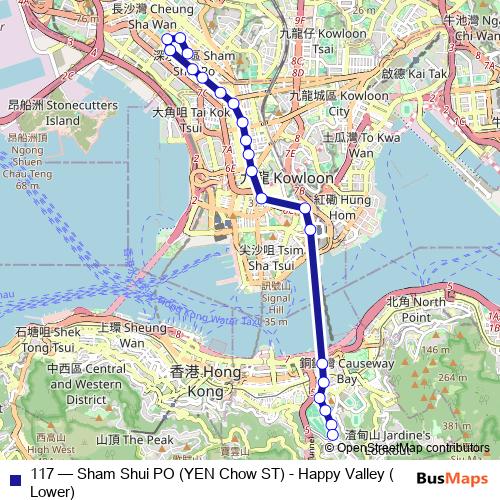 117 bus Line Map