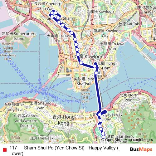 117 bus Line Map