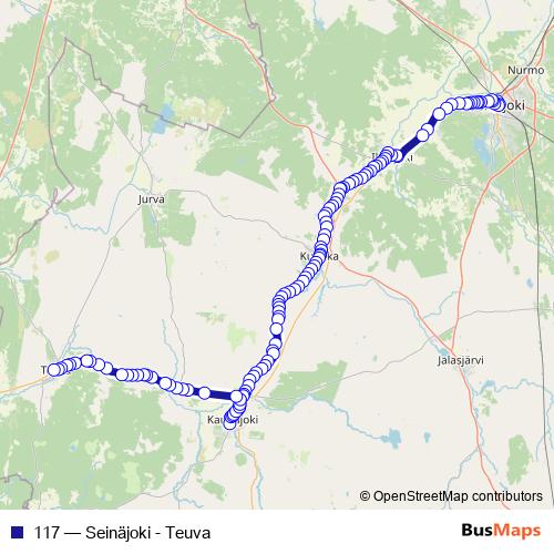 117 bus Line Map