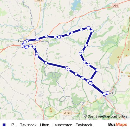 117 bus Line Map