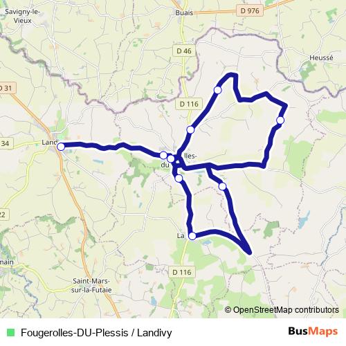 Fougerolles-DU-Plessis / Landivy bus Line Map