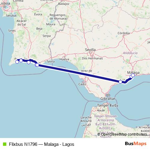 Flixbus N1796 bus Line Map