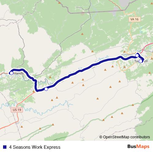 4 Seasons Work Express bus Line Map