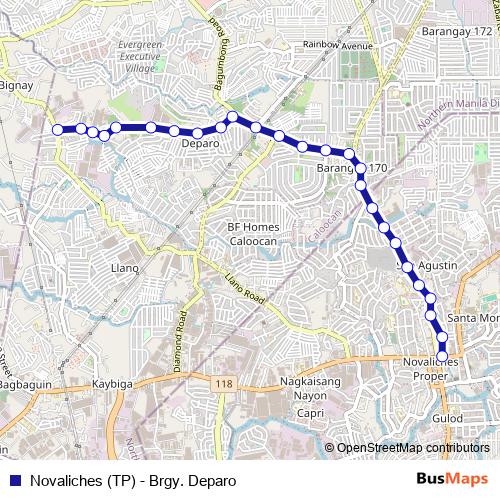 Novaliches (TP) - Brgy. Deparo bus Line Map