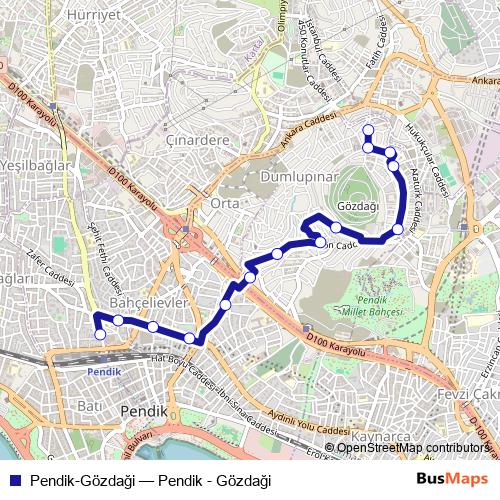 Pendik-Gözdaği bus Line Map