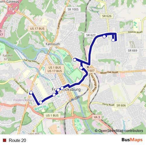 Route 20 bus Line Map