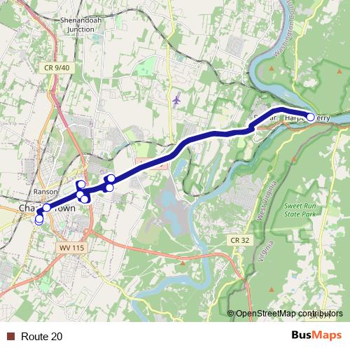 Route 20 bus Line Map