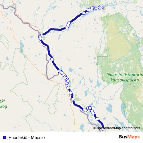 Enontekiö - Muonio bus Line Map