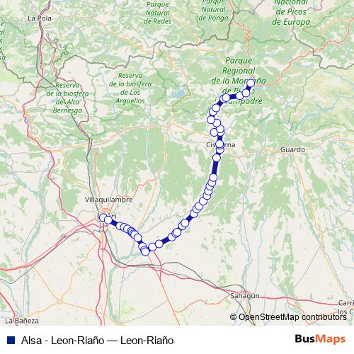 Alsa - Leon-Riaño bus Line Map