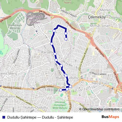 Dudullu-Şahintepe bus Line Map