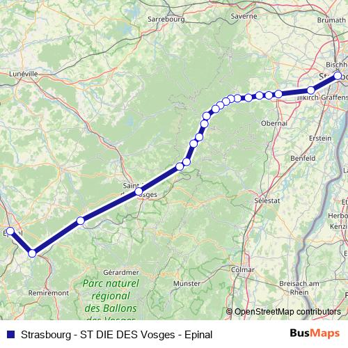 Strasbourg - ST DIE DES Vosges - Epinal bus Line Map